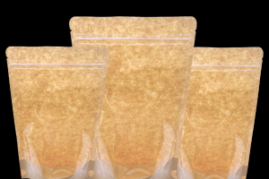 50 Bolsas Kraft Stand Up Pouch - Frente Transparente
